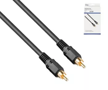 Audio-video-kabel RCA-kontakt till kontakt, anslutningskabel, hög kvalitet, RG 59/U, svart, 5,00 m, DINIC Box